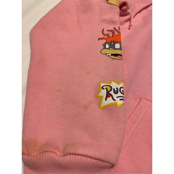 NICKELODEON RUGRATS DONT BE A BABY HOODIE UNISEX MEN WOMEN SIZE SMALL. HAS STAIN - Picture 7 of 13